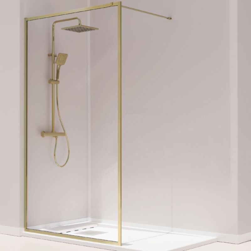 foto del prodotto kassandra parete doccia fissa fresh perimetral finitura oro spazzolato 120 cm
