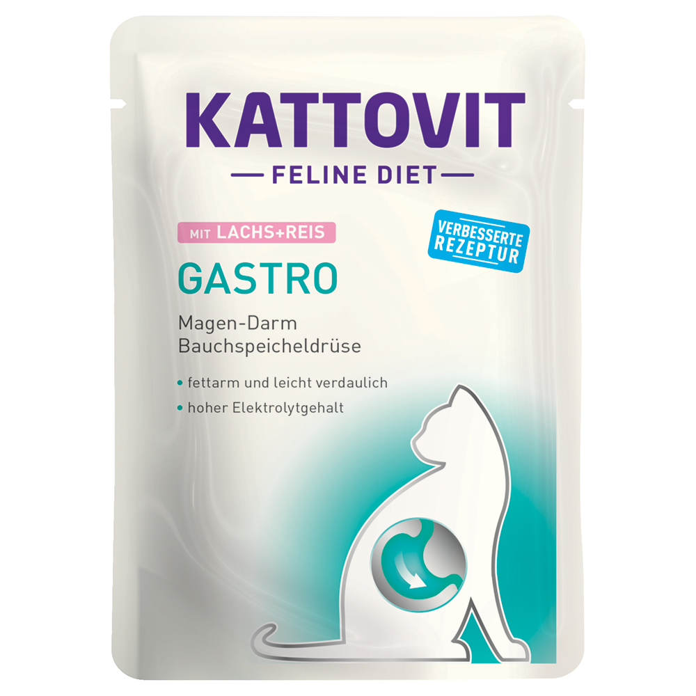 foto del prodotto kattovit gastro buste 6 x 85 g umido per gatto - salmone &amp; riso