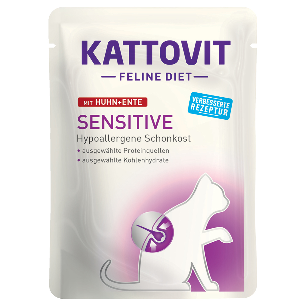 foto del prodotto kattovit sensitive buste 6 x 85 g alimento umido per gatti pollo anatra
