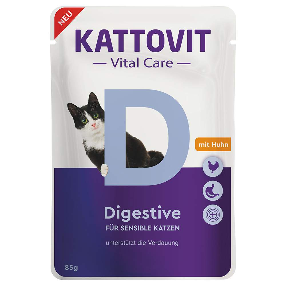 foto del prodotto kattovit vital care digestive buste con pollo alimento umido per gatti 6 x 85 g
