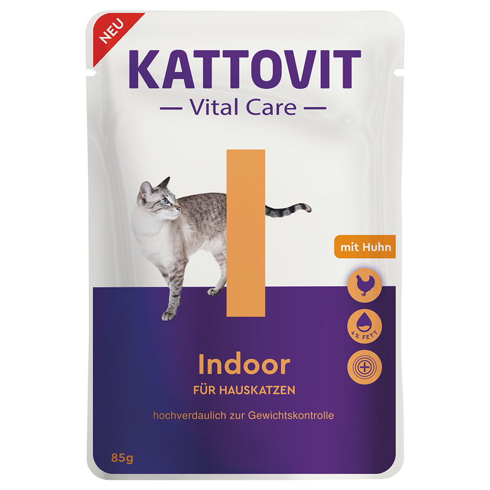 foto del prodotto kattovit vital care indoor buste con pollo alimento umido per gatti - set 24 x 85 g