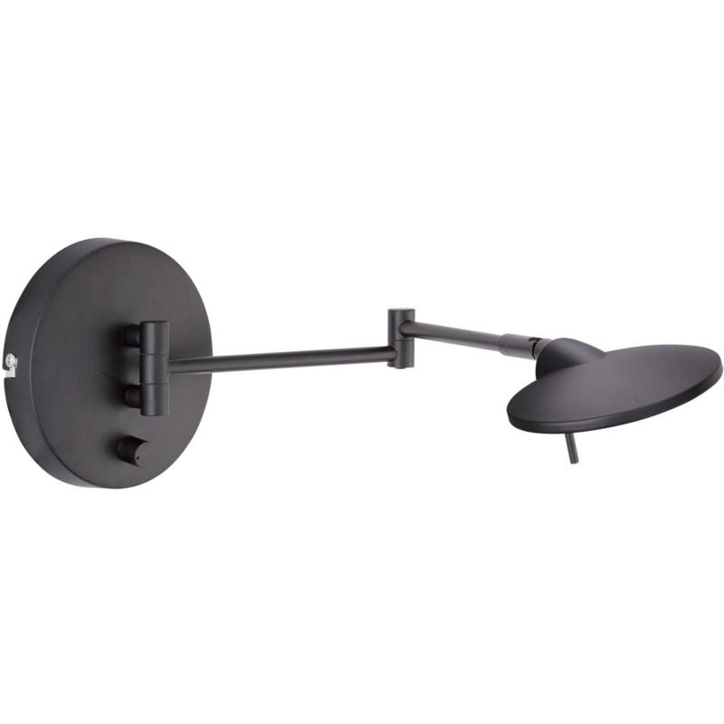 foto del prodotto kazan applique led doppio braccio snodabile nero opaco con dimmer integrato p.40cm