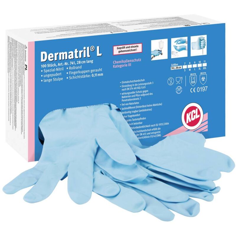 foto del prodotto kcl dermatril l 741 074111081c 100 pz. guanto monouso taglia guanti 11 en 455
