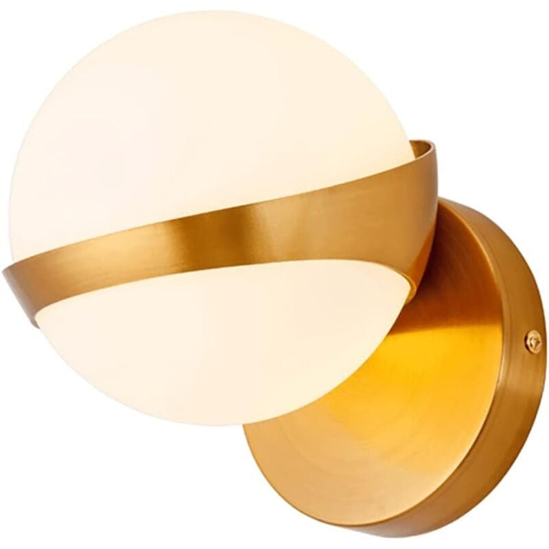 foto del prodotto kcvv applique da comodino, applique in metallo dorato con paralume a sfera in vetro bianco, applique decorative per illuminazione da corridoio