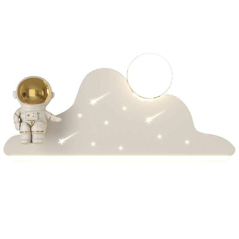 foto del prodotto kcvv applique led astronauta per cameretta bambini, lampada da parete dimmerabile da comodino, proiezione di stelle, luce notturna, bianco, lampada