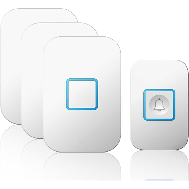 foto del prodotto kcvv campanello wireless, 1 2 pulsanti, 1 2 3 ricevitori, telecomando da 300 m, 60 campanelli, campanello led intelligente colore w 1 pulsante 3