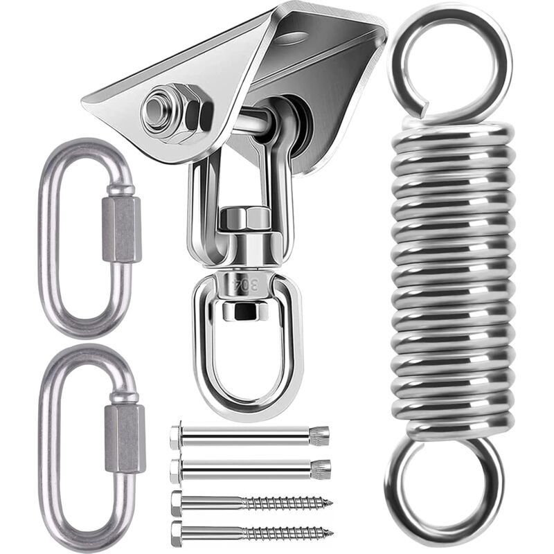 foto del prodotto kcvv gancio per soffitto sedia sospesa a molla, set di ganci per appendere amaca in acciaio inox, supporto per soffitto girevole a 360 fino a 450