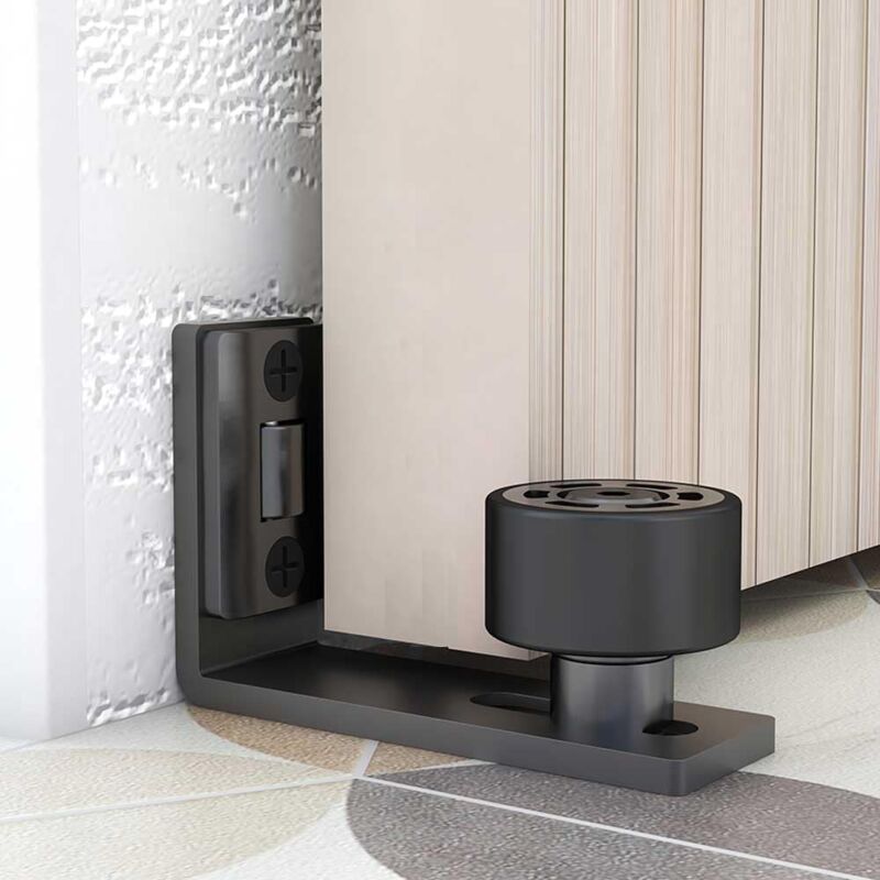 foto del prodotto kcvv guida a pavimento regolabile, guida a parete porta per porte scorrevoli in legno, nero