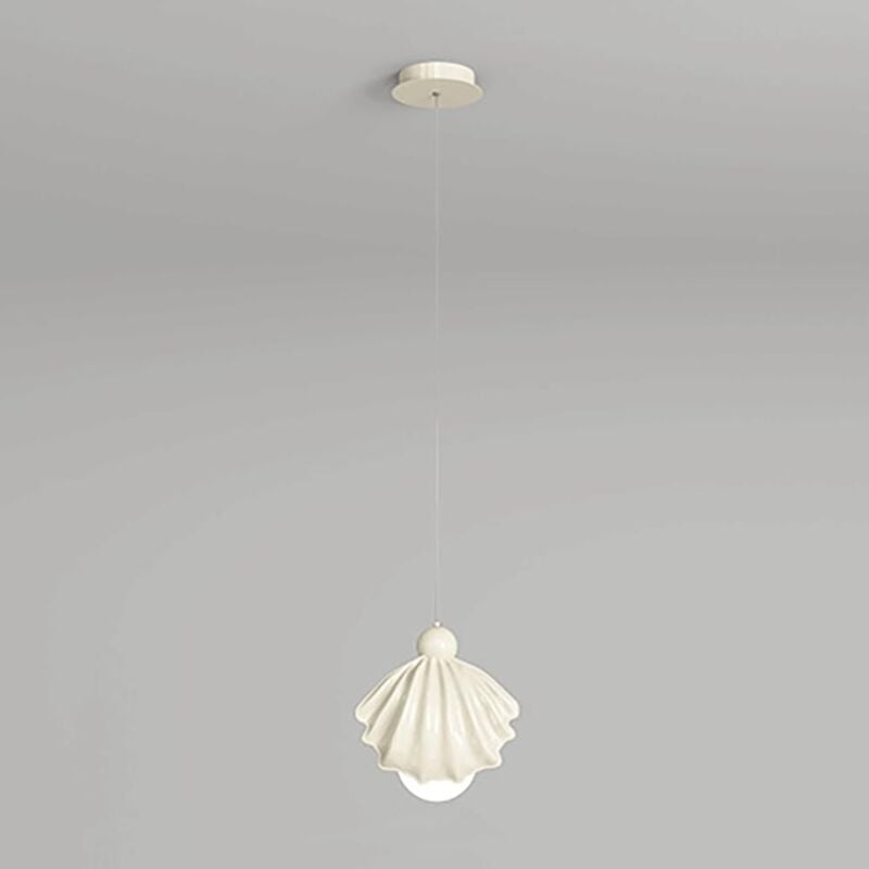 foto del prodotto kcvv lampada a sospensione a forma di conchiglia, lampadario in resina con paralume sferico in acrilico, lampada da comodino, moderne lampade a
