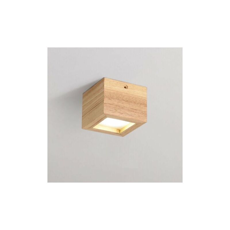foto del prodotto kcvv lampada da soffitto in legno massello quadrato in stile giapponese, moderna lampada da soffitto a led, lampadario nordico per soggiorno