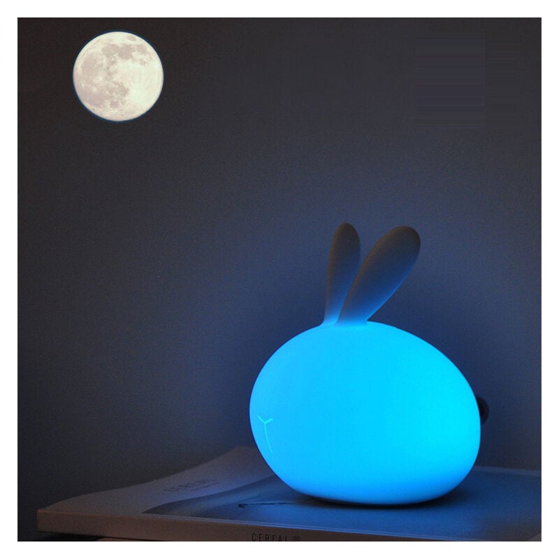 immagine 0 del prodotto kcvv luce notturna a forma di coniglio baby touch 7 colori luce notturna a led ricaricabile luce notturna per bambini lampada decorativa per
