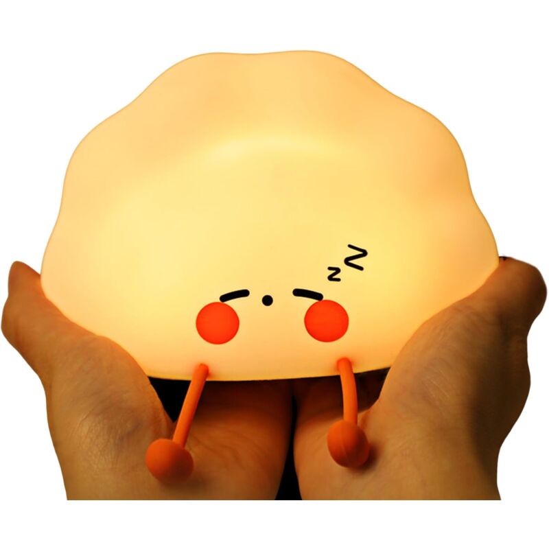 foto del prodotto kcvv luce notturna a forma di gnocco, lampada da comodino a led in silicone, luce notturna per camera da letto, doppia temperatura di colore