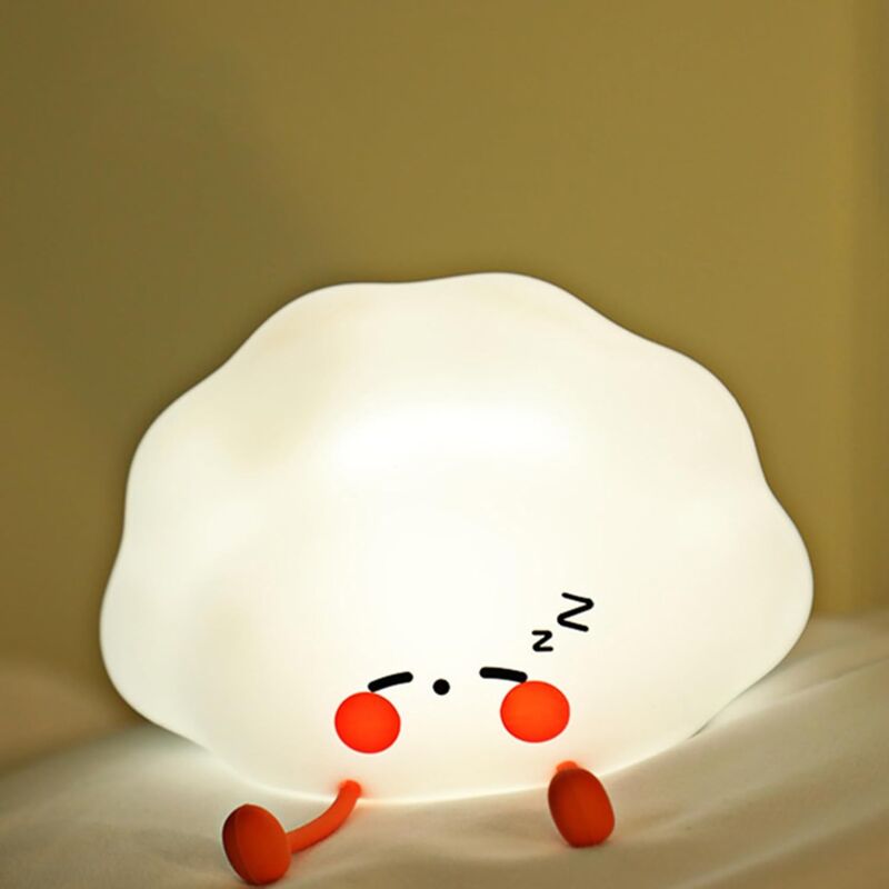 foto del prodotto kcvv luce notturna a forma di gnocco, lampada da comodino a led in silicone, luce notturna per camera da letto, doppia temperatura di colore
