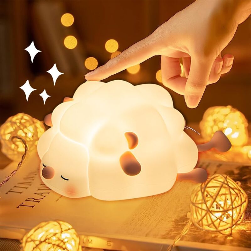 foto del prodotto kcvv luce notturna a led per bambini, lampada da comodino a led, luce notturna touch control per bambini, 3 modalit di illuminazione con timer da