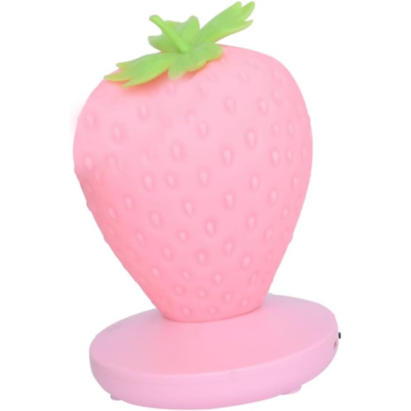 foto del prodotto kcvv luce notturna per bambini, a forma di fragola, in silicone, che cambia colore, luce notturna, ricaricabile tramite usb, 3 modalit ,