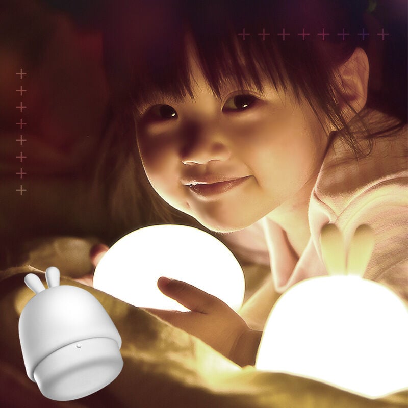 foto del prodotto kcvv luce notturna per bambini, luce notturna per neonati, lampada da comodino per bambini, luce notturna per bambini a forma di coniglio a led,