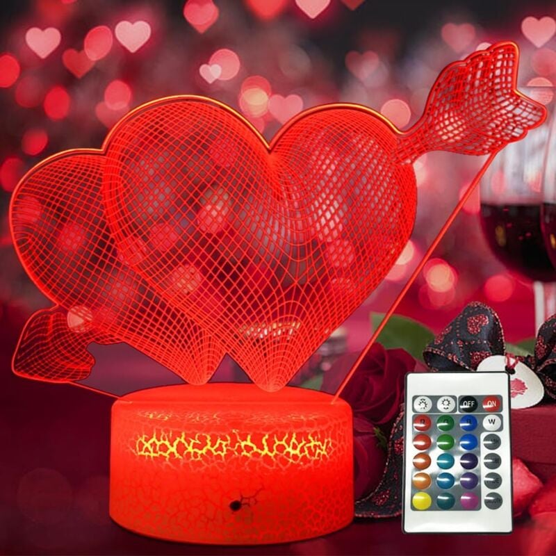 foto del prodotto kcvv luce notturna per bambini, telecomando, 16 colori che cambiano, dimmerabile, lampada da comodino con illusione 3d, lampada a led, camera da
