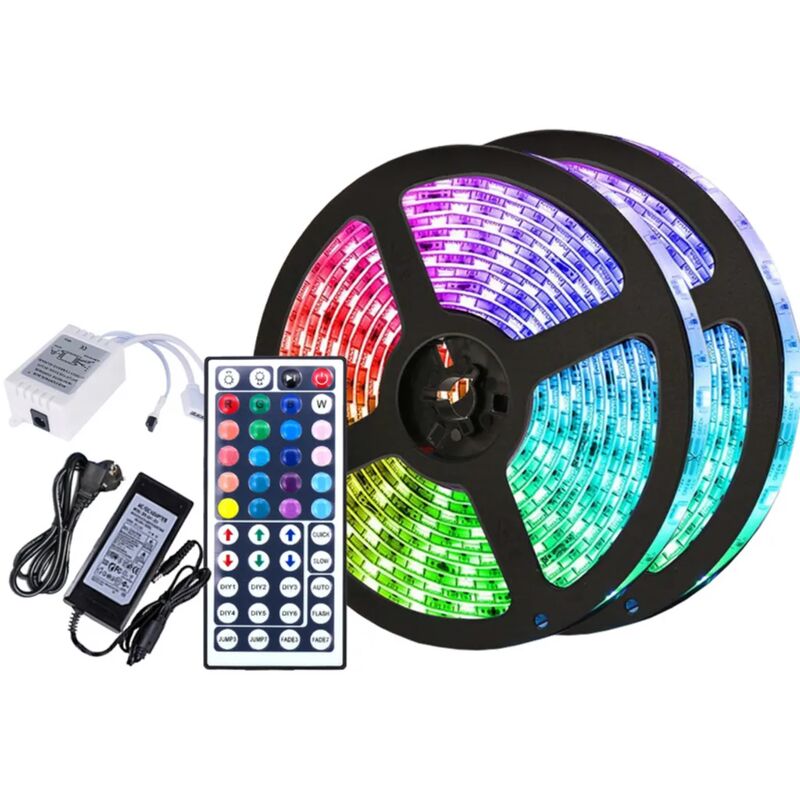 foto del prodotto kcvv luci a led rgb, strisce led che cambiano colore, 60 pezzi, ip20, con telecomando a 44 tasti, 10 m