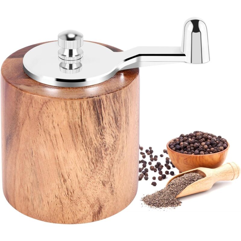 foto del prodotto kcvv macinapepe manuale, versatile utensile per macinare le spezie manualmente con manovella lunga per macinapepe, erbe aromatiche, sale marino