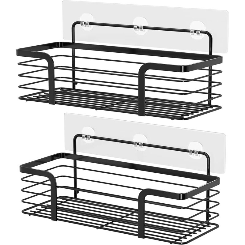 foto del prodotto kcvv mensola per doccia acciaio inox, non necessita di foratura 12,5 x 12 x 30 cm, 2 pezzi nero 