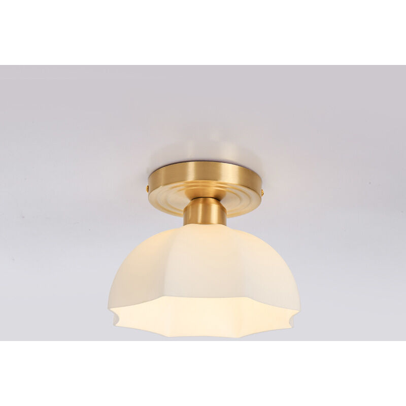 foto del prodotto kcvv plafoniere moderne, paralume in vetro bianco, plafoniere moderne di met secolo per cucina e soggiorno, base dorata, diametro 20 cm, 3000 k