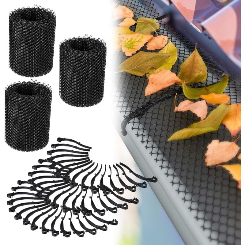 foto del prodotto kcvv rete per grondaie, 6 m di lunghezza, plastica, protezione dalle foglie, 15 cm di larghezza, pratica, nera, adulto, unisex, 1 pezzo