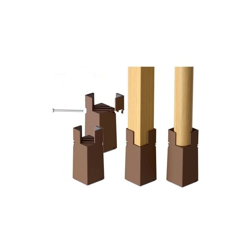 foto del prodotto kcvv set di 4 rialzi regolabili per letto, 22 42 mm, rialzi per mobili, 10 cm, per gambe di sedie, tavoli e divani, con morsetto a vite, marrone