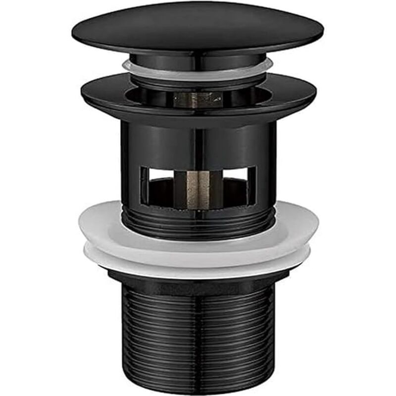 foto del prodotto kcvv tappo universale per lavabo con troppopieno, tappo per lavabo a scomparsa, tappo click clack, tappo a scomparsa, nero