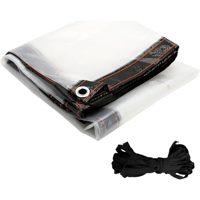 foto del prodotto kcvv telo impermeabile in pvc trasparente, copertura con occhielli e corda, 2 x 3 m