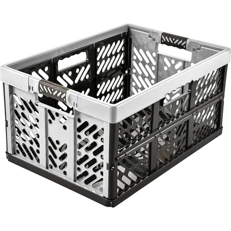 foto del prodotto keeeper 4x robusti box contenitori pieghevoli con impugnature soft touch, 54 x 37 x 28 cm, 45 l, ben, grigio chiaro
