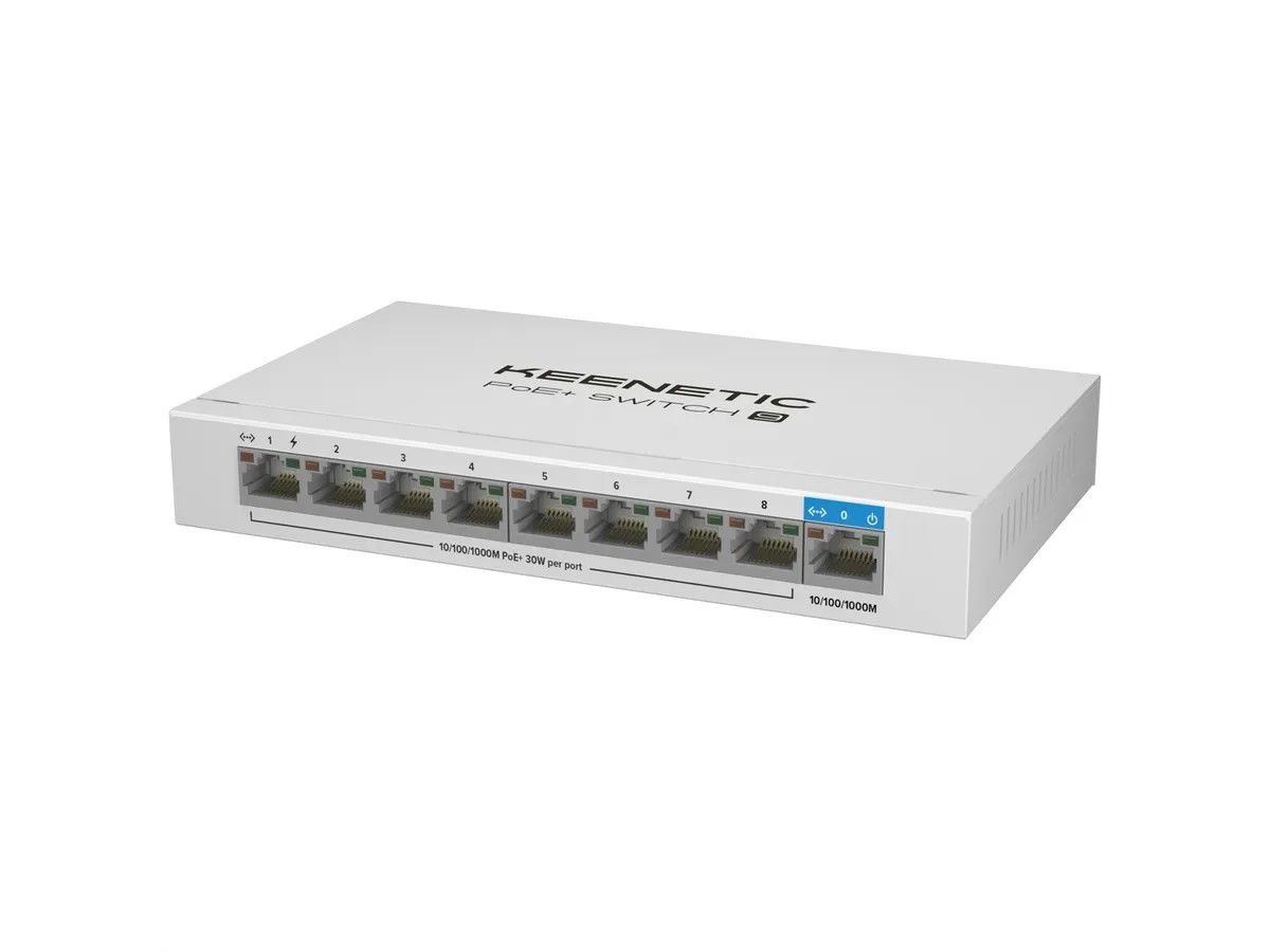 foto del prodotto keenetic poe switch 9 switch 9 porte gigabit con 8 porte poe e 120w di potenza erogabile