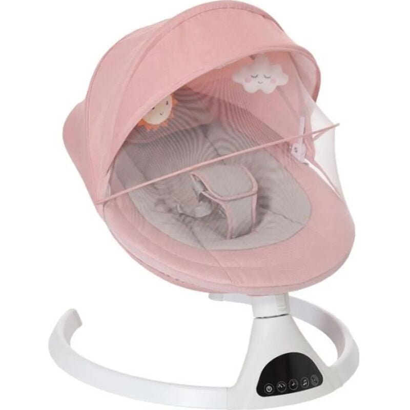 foto del prodotto keepbuying altalena per bambini, sdraietta elettrica a 5 velocit , con telecomando, display a led, musica bluetooth, usb, rosa
