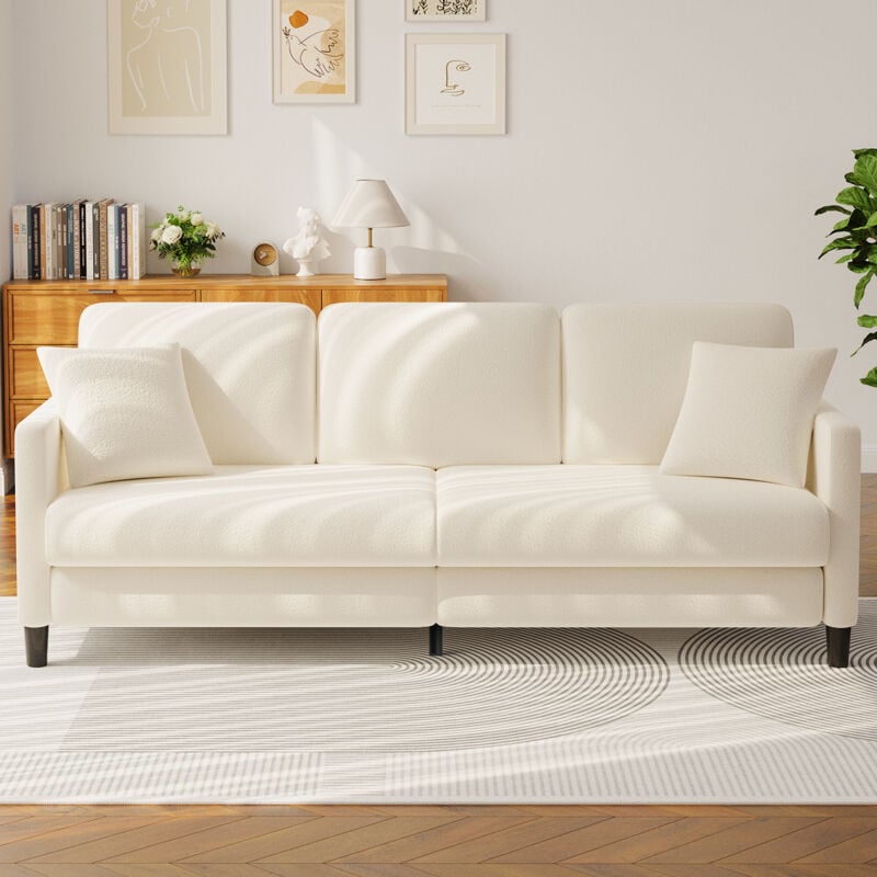 foto del prodotto keepbuying divano a 3 posti teddy velvet, ampio divano dritto e confortevole in legno massello, divano a due posti con braccioli, 210 x 79 x 89 cm,