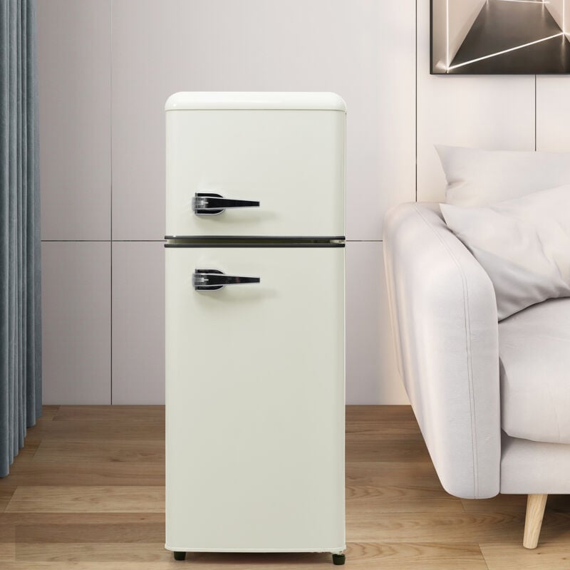foto del prodotto keepbuying frigorifero congelatore, frigorifero retro a due porte, 92 l 28 l 64 l , 181 kwh anno, 27 c 13 c, luce led, 105,5 x 41 x 45,5 cm,