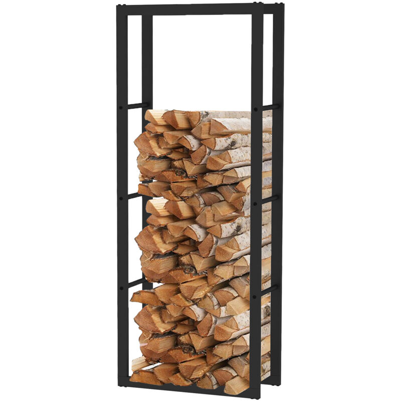 foto del prodotto kekai portalegna da interni rack iv 60x25x150 cm con struttura in acciaio zincato, colore nero