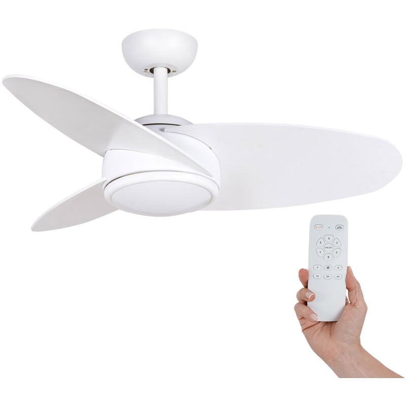 foto del prodotto kekai ventilatore da soffitto mistral dc 92x34 cm 55w argento con pale in legno, luce regolabile, timer e telecomando