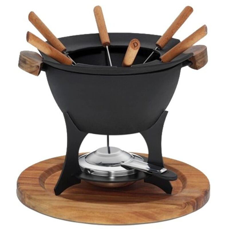 foto del prodotto kela carne 11 pezzi, ghisa per 6 persone country, set per fonduta pasta combustibile, supporto per forchette, acciaio inossidabile, nero, 27 x 27 x