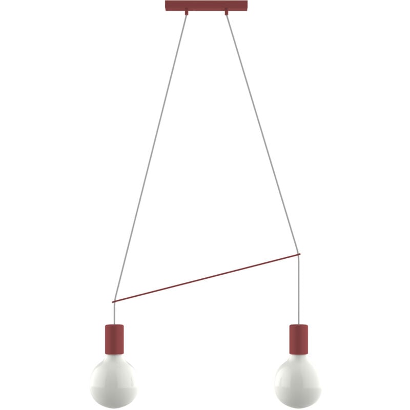 foto del prodotto kelly sospensione, 2x e27, max 42w, metallo, rosso cowhide, l.40cm - lumicom