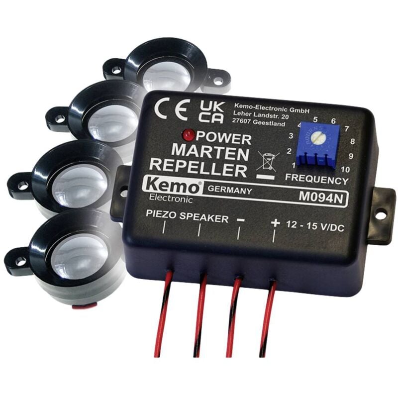 foto del prodotto kemo m094 repellente per martore ad ultrasuoni con protezione ottica, altoparlanti remoti 1 pz.
