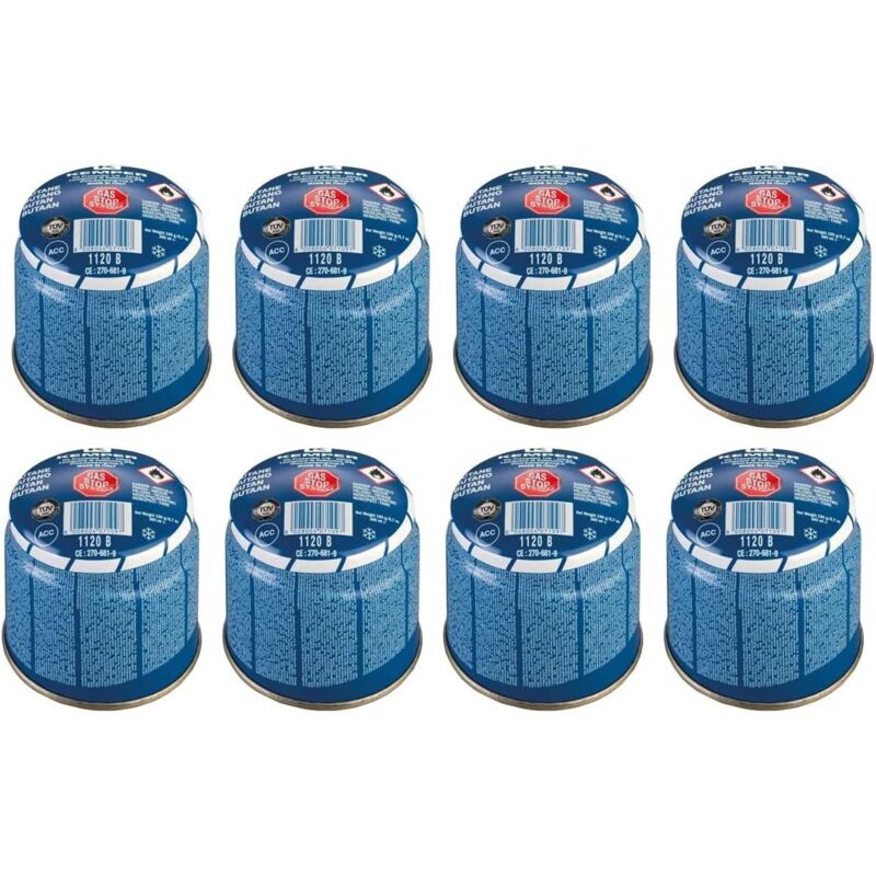 foto del prodotto kemper confezione 8 cartucce a gas 190 g butano forabile sicurezza stop gas