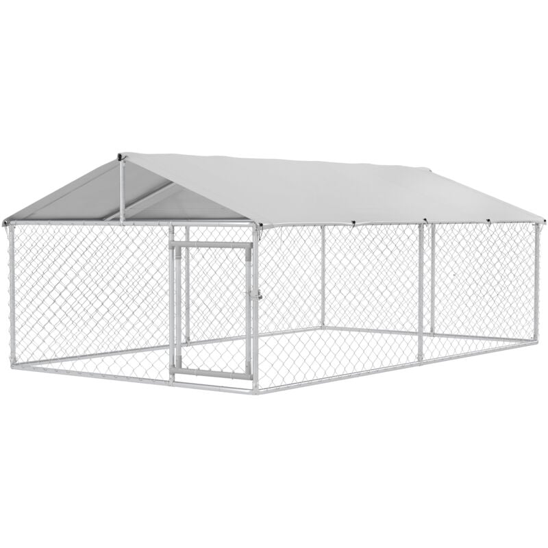 foto del prodotto kennel per cani grandi fino 30kg da esterno con tetto anti uv 4x2.3x1.5m pawhut