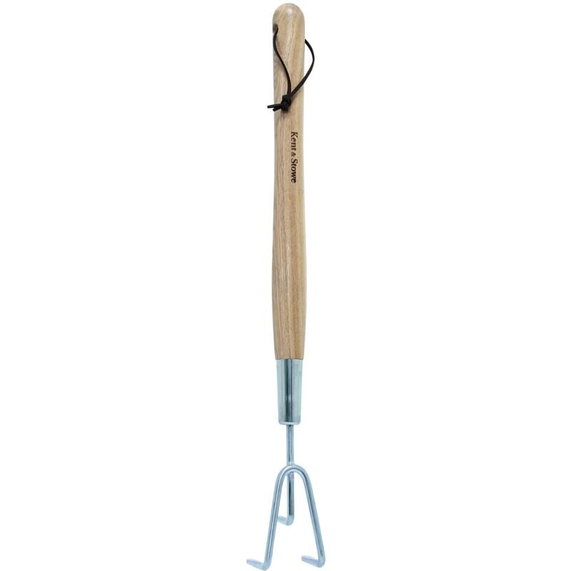 foto del prodotto kent stowe mano a 3 denti lunghi grubber da giardino in acciaio inox per scoppiare pavimenti, artiglio da giardino con manico in legno di