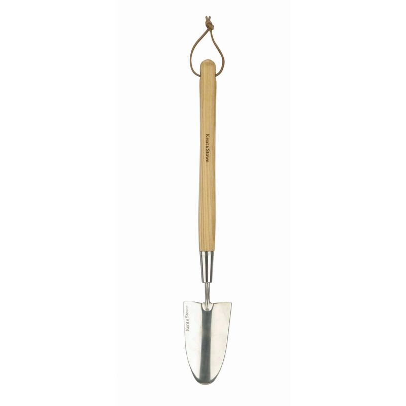 foto del prodotto kent stowe pala da giardinaggio lunga pala da giardino in acciaio inossidabile, paletta giardinaggio con manico in frassino, lunghezza 60 cm