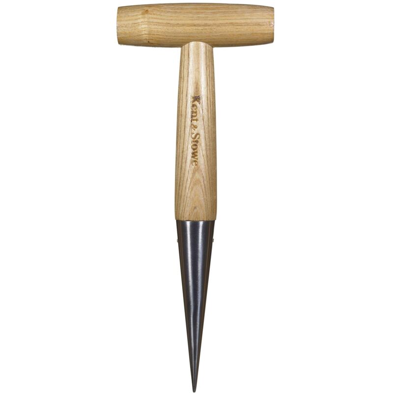 foto del prodotto kent stowe piantatoio foraterra in acciaio inossidabile per bulbi e piantine, paletta giardinaggio con manico in frassino, lunghezza 28,5 cm