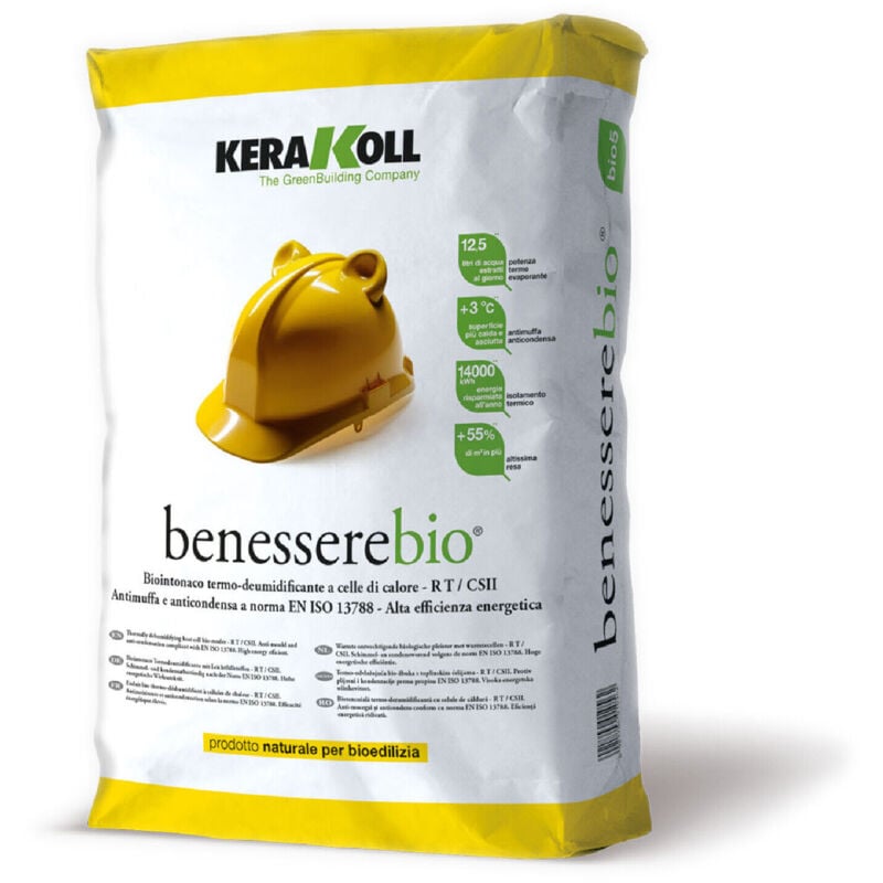 foto del prodotto kerakoll benesserebio intonaco termo deumidificante antimuffa 18 kg