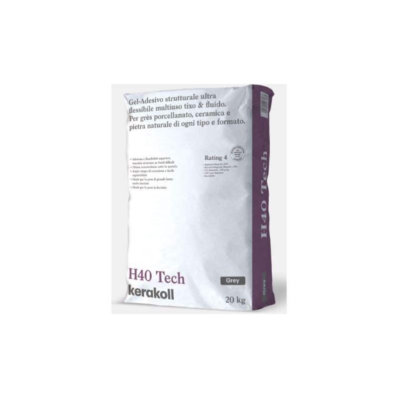 foto del prodotto kerakoll h40 tech grigio 20kg collante per gres porcellanato, cermaica e pietra naturale