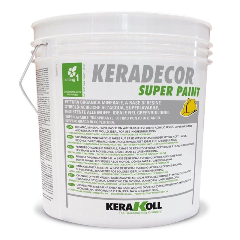 foto del prodotto kerakoll keradecor super paint pittura stirolo acrilica superlavabile 14lt