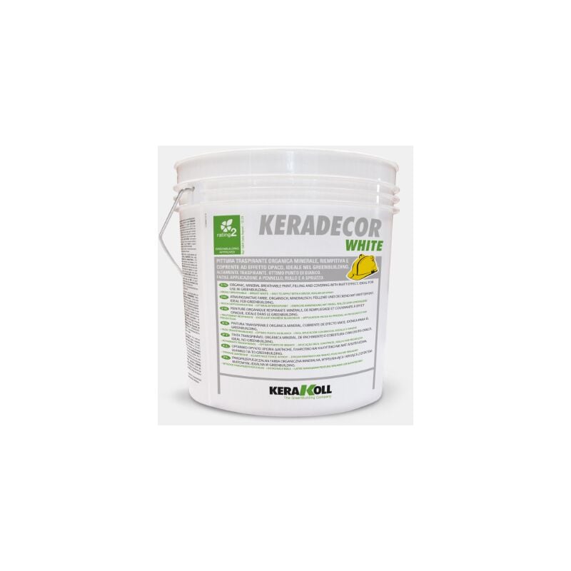 foto del prodotto kerakoll keradecor white 14 lt pittura traspirante di colore bianco