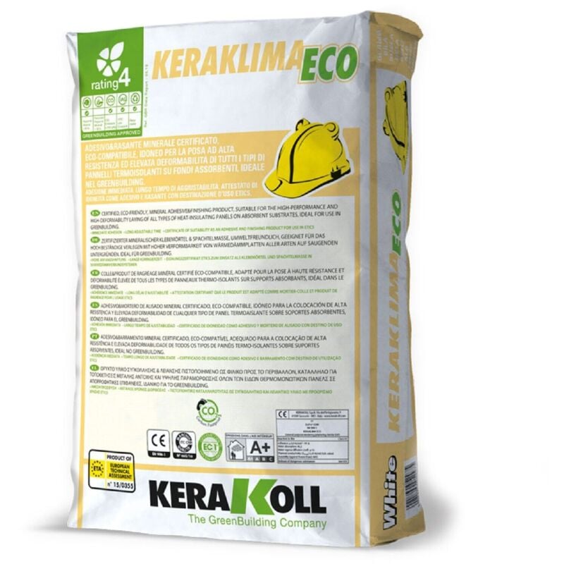 foto del prodotto kerakoll keraklima eco adesivo rasante pannelli isolanti 25 kg bianco