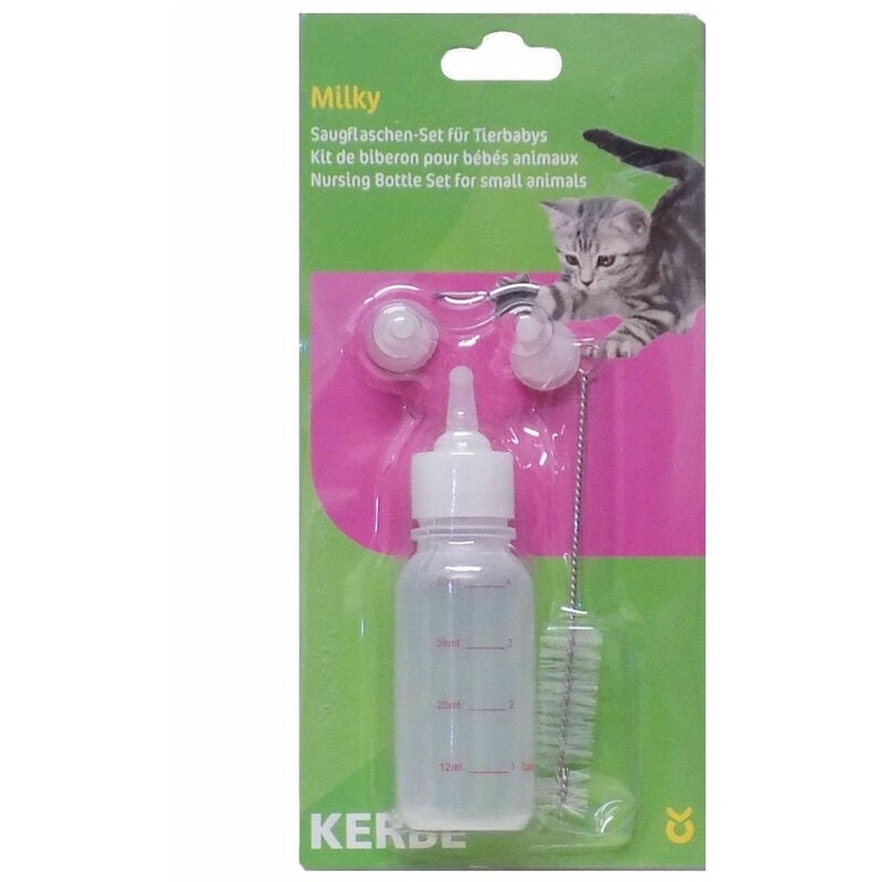 foto del prodotto kerbl 50ml bottiglia set con tre tetina per cani da riproduzione, gatti e altri animali